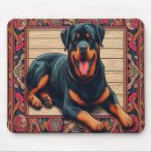Rottweiler Dog 3D Stilvolle farbenfrohe Grenze Mousepad (Vorne)