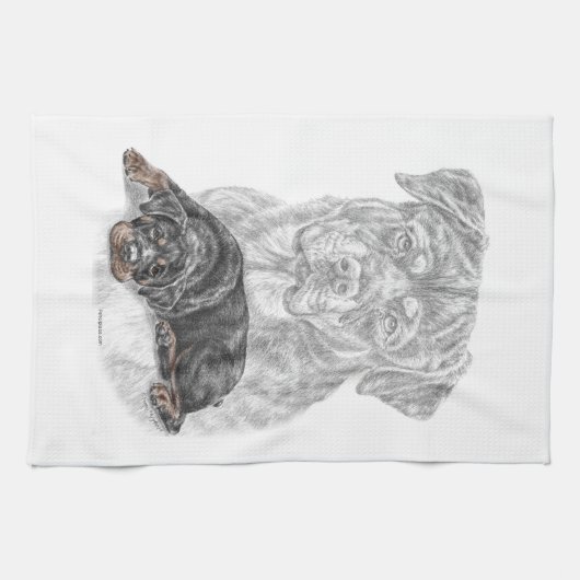 Rottweiler Dog Art Geschirrtuch (Horizontal)