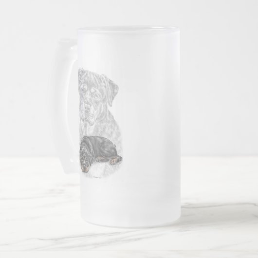 Rottweiler Dog Art Mattglas Bierglas (Vorderseite Links)
