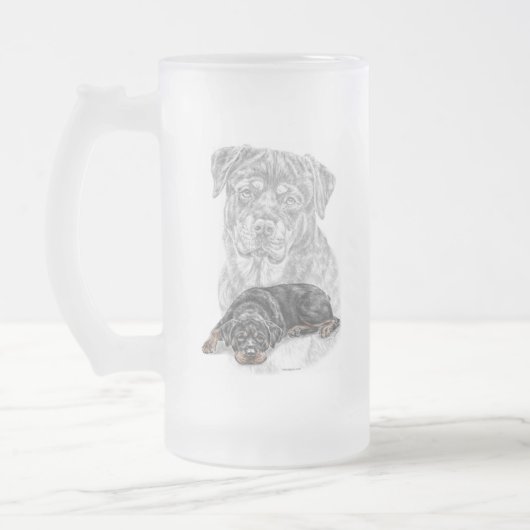 Rottweiler Dog Art Mattglas Bierglas (Links)