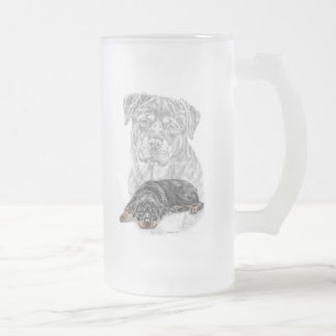 Rottweiler Dog Art Mattglas Bierglas
