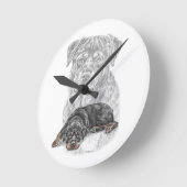 Rottweiler Dog Art Runde Wanduhr (Winkel)