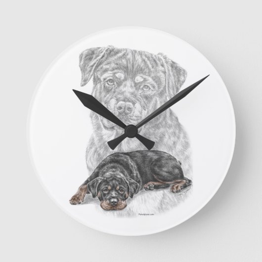 Rottweiler Dog Art Runde Wanduhr (Vorderseite)