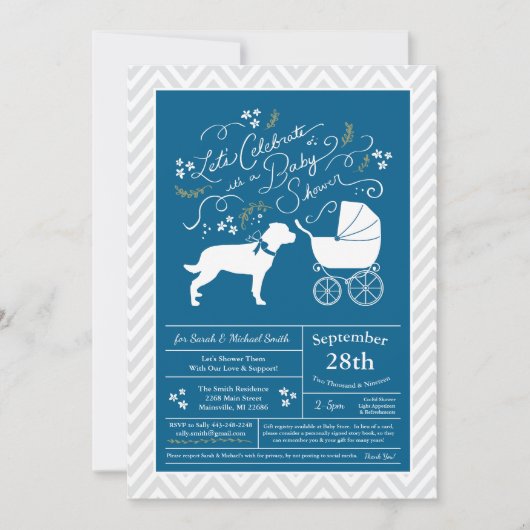 Rottweiler Dog Baby Shower Blue Boy Rottie Einladung (Vorderseite)