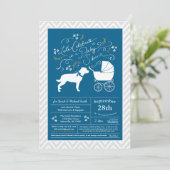 Rottweiler Dog Baby Shower Blue Boy Rottie Einladung (Stehend Vorderseite)