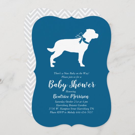 Rottweiler Dog Baby Shower Blue Boy Rottie Einladung (Vorne/Hinten)