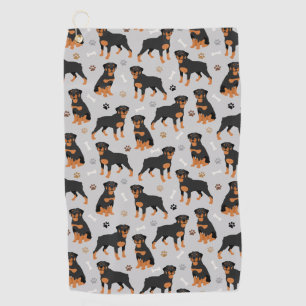 Rottweiler Dog Bones and Paws Golf Handtuch