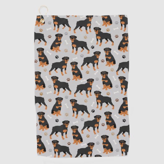 Rottweiler Dog Bones and Paws Golf Handtuch (Vorderseite)