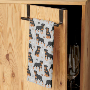 Rottweiler Dog Bones and Paws Küchentuch