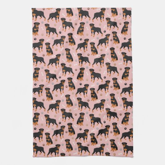 Rottweiler Dog Bones and Paws Küchentuch (Vertikal)