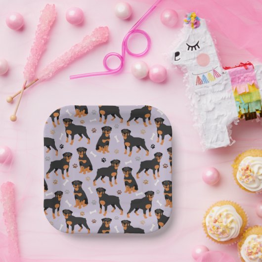 Rottweiler Dog Bones and Paws Paper Tellers Pappteller (Party)