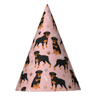 Rottweiler Dog Bones and Paws Party Hat Partyhütchen