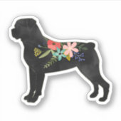 Rottweiler Dog Breed Boho Floral Silhouette Aufkleber (Vorderseite)