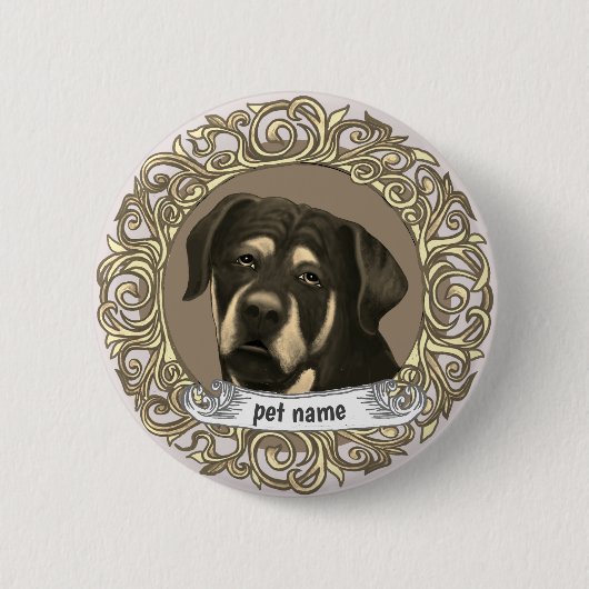 Rottweiler Dog Button (Vorderseite)