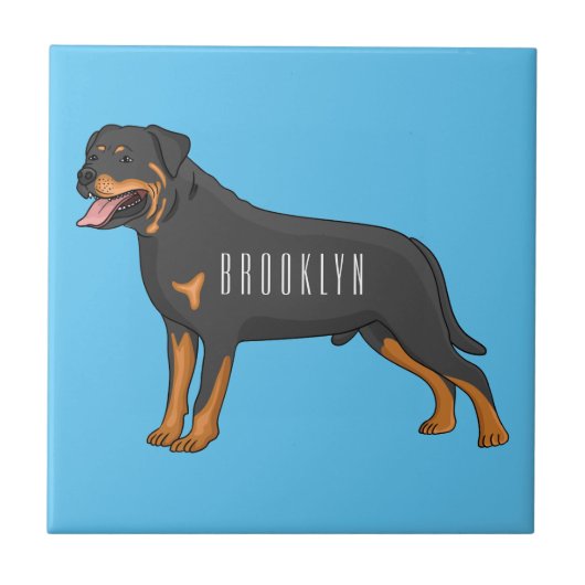 Rottweiler dog cartoon illustration fliese (Vorderseite)