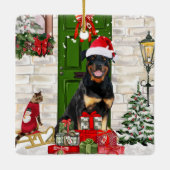 Rottweiler Dog Christmas Keramikornament (Rückseite)