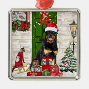 Rottweiler Dog Christmas Ornament Aus Metall