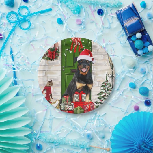 Rottweiler Dog Christmas Pappteller (Party)
