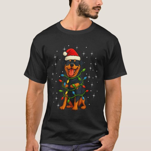 Rottweiler Dog Christmas Pj Pajama Men Women Pjs F T-Shirt (Vorderseite)