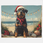 Rottweiler Dog Christmas Vintag Beach Fleecedecke (Vorderseite (Horizontal))