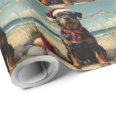 Rottweiler Dog Christmas Vintag Beach Geschenkpapier (Rolleneckpunkt)