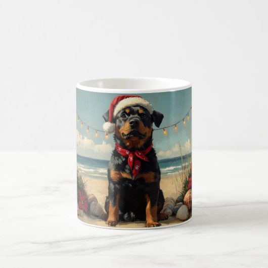 Rottweiler Dog Christmas Vintag Beach Kaffeetasse (Mittel)