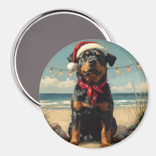 Rottweiler Dog Christmas Vintag Beach Magnet (Vorderseite/Rückseite)