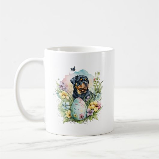 Rottweiler Dog Easter Egg, Happy Easter Rottweiler Kaffeetasse (Links)