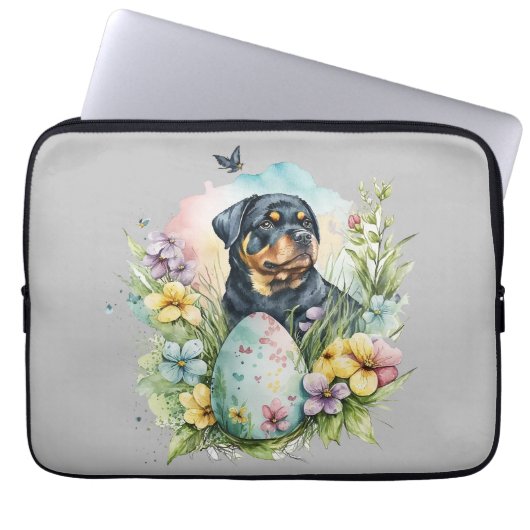 Rottweiler Dog Easter Egg, Happy Easter Rottweiler Laptopschutzhülle (Vorderseite)