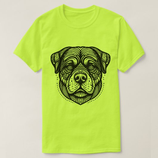 Rottweiler Dog Face - Black Line Art T-Shirt (Design vorne)