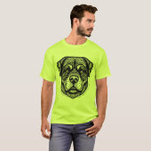 Rottweiler Dog Face - Black Line Art T-Shirt (Vorne ganz)