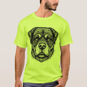 Rottweiler Dog Face - Black Line Art T-Shirt (Vorderseite)