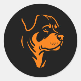 Rottweiler Dog Face – Bold Line Art Runder Aufkleber