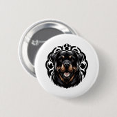 Rottweiler Dog Face Button (Vorne & Hinten)
