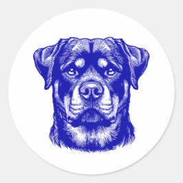 Rottweiler Dog Face - Line Art Runder Aufkleber