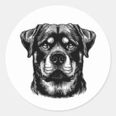 Rottweiler Dog Face- Line Art Runder Aufkleber (Vorderseite)