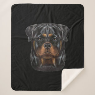 Rottweiler Dog Face Zip Hoodie Sherpadecke