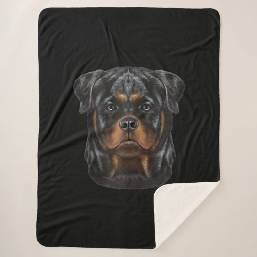 Rottweiler Dog Face Zip Hoodie Sherpadecke (Vorderseite)