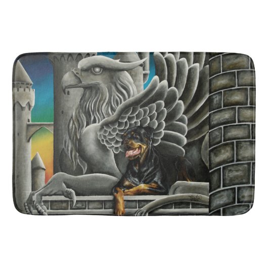 Rottweiler Dog Gargoyle Fantasy Badematte (Vorderseite)