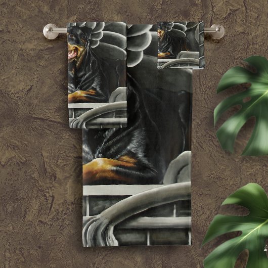 Rottweiler Dog Gargoyle Fantasy Badhandtuch Set