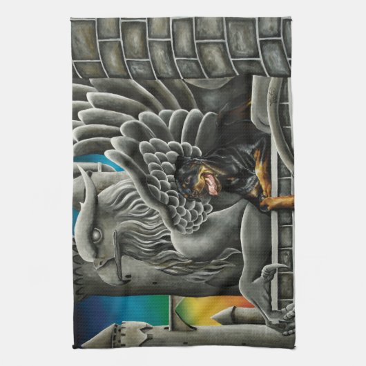 Rottweiler Dog Gargoyle Fantasy Geschirrtuch (Vertikal)