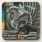 Rottweiler Dog Gargoyle Fantasy Getränkeuntersetzer (Vorderseite)