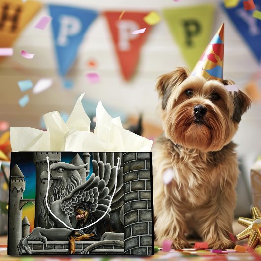 Rottweiler Dog Gargoyle Fantasy Große Geschenktüte