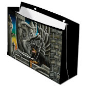 Rottweiler Dog Gargoyle Fantasy Große Geschenktüte (Vorderseite Schrägansicht)