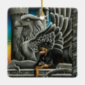 Rottweiler Dog Gargoyle Fantasy Keramikornament (Rückseite)