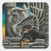 Rottweiler Dog Gargoyle Fantasy Quadratischer Aufkleber (Vorderseite)