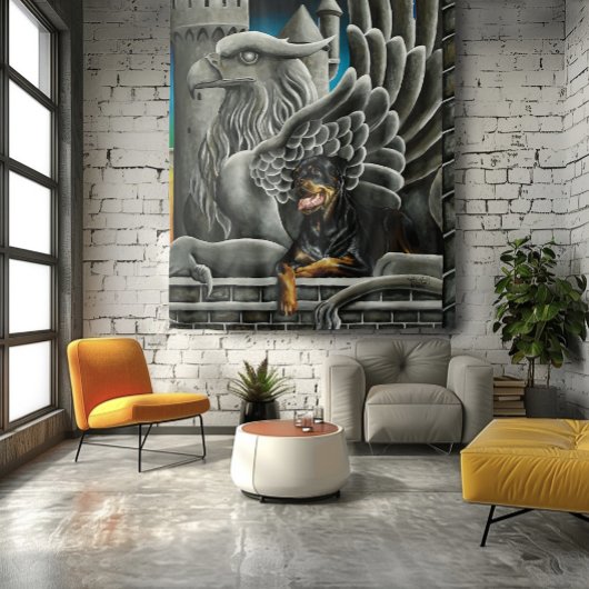 Rottweiler Dog Gargoyle Fantasy Wandteppich