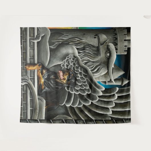 Rottweiler Dog Gargoyle Fantasy Wandteppich (Vorderseite (Horizontal))