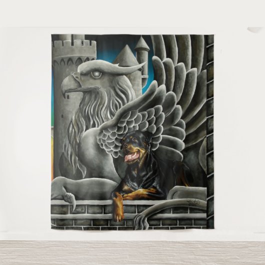 Rottweiler Dog Gargoyle Fantasy Wandteppich (Vorderseite)