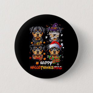 Rottweiler Dog Hallothanksmas Halloween Thanksgivi Button